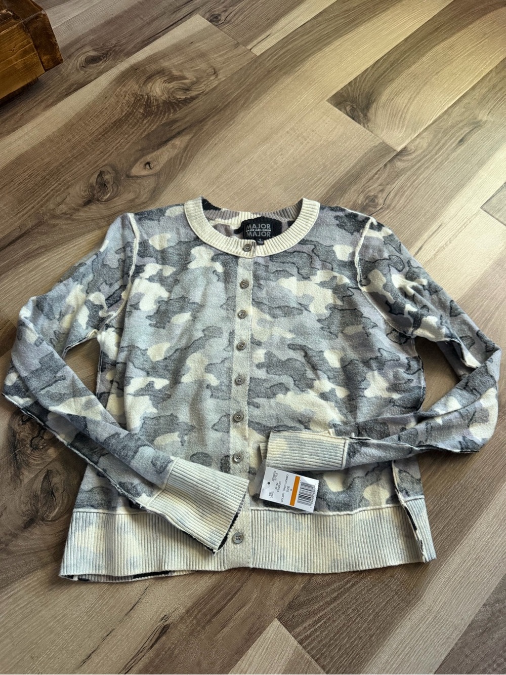 Dry Goods Cream & Gray Camo Button-Down Top